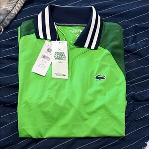 Lacoste Vibrant Green Polo with Navy Accents